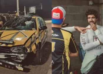 Caio Castro sofre acidente durante corrida automobilística e interrompe prova