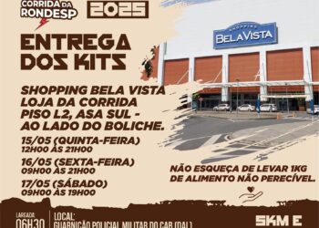 Entrega dos kits da 5ª Corrida da RONDESP Central começa dia 15 de maio, no Shopping Bela Vista