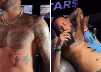 Neymar faz tatuagem em homenagem a filha caçula