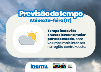 Inema indica previsão de chuvas e céu nublado em boa parte da Bahia, ainda esta semana