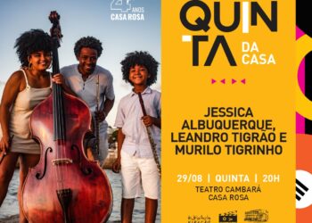 Duas flautas e um contrabaixo: trio faz concerto no “Quinta da Casa” da Casa Rosa