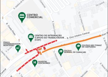 Camaçari: Avenida Eixo Urbano Central terá novo trecho bloqueado parcialmente para prosseguimento de obras