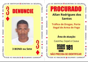 3 de Ouros do Baralho do Crime é procurado por participação em abandono de corpos na RMS