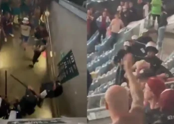 Confronto entre torcida do Lanús e polícia paralisa jogo contra o Fluminense no Maracanã