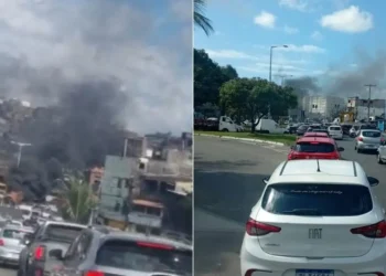 Avenida San Martin: carro pega fogo e deixa trânsito lento