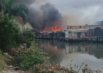 Incêndio destrói sete barracos no Dique da Vila Gilda, em Santos