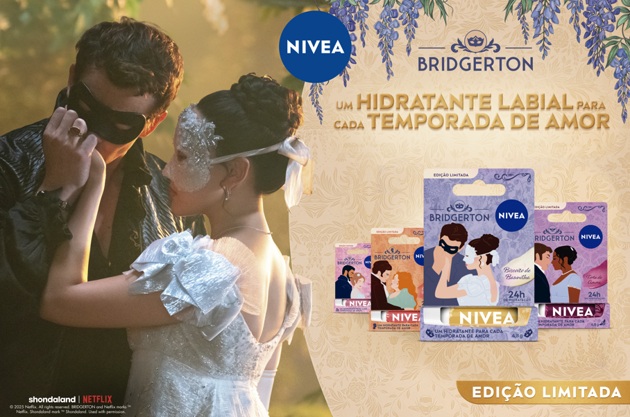 NIVEA lança collab inédita de hidratantes labiais inspirada em Bridgerton, série sucesso da Netflix
