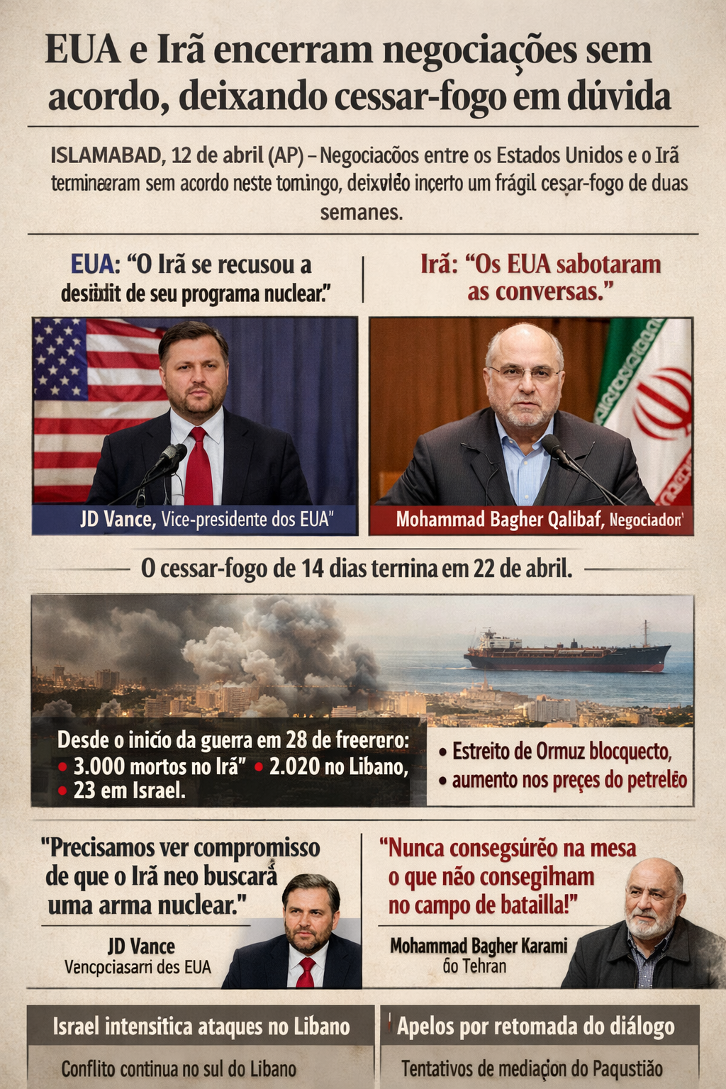 Conflito continua: EUA e Irã encerram negociações sem êxito