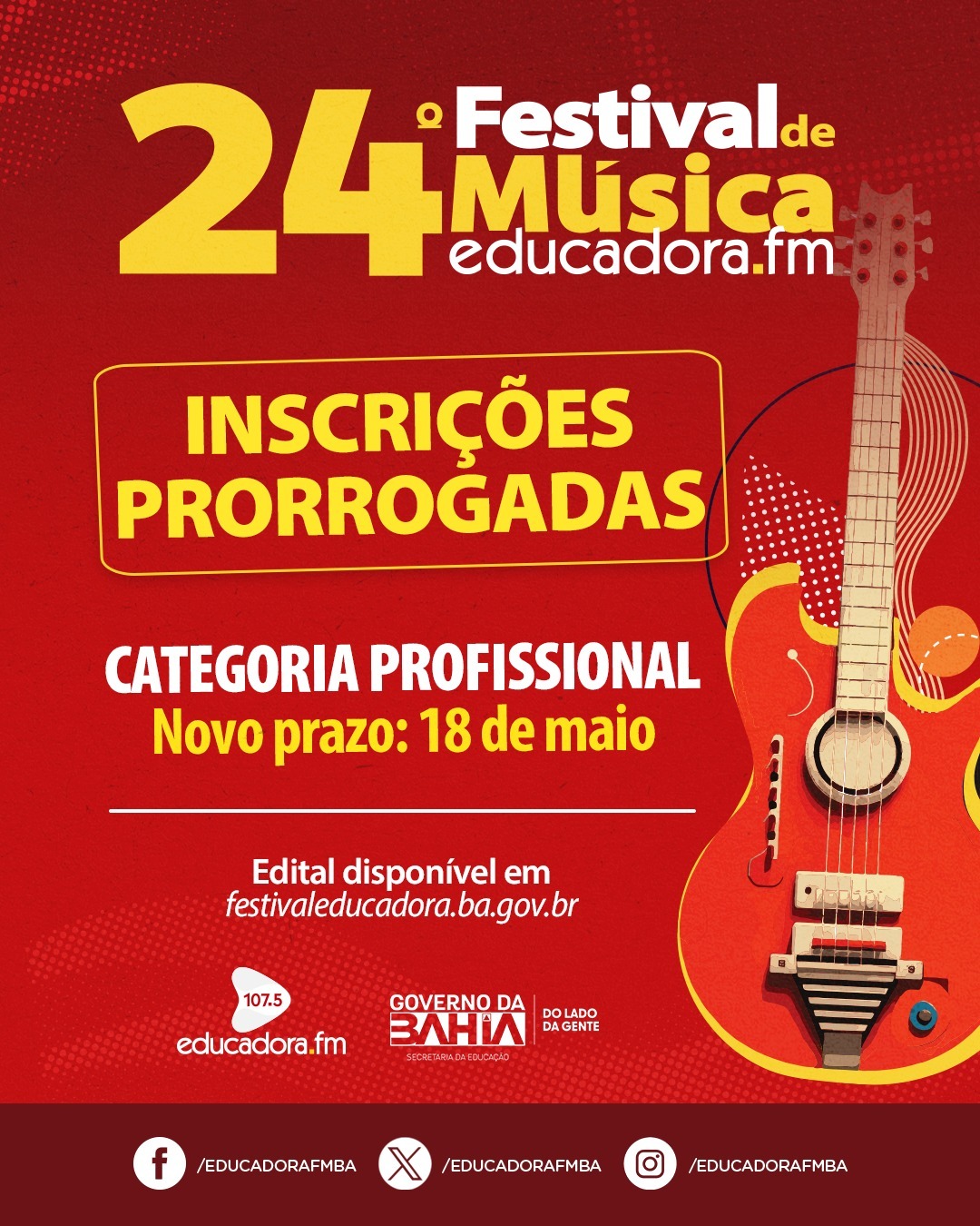 Inscrições prorrogadas para o Festival de Música da Rádio Educadora FM