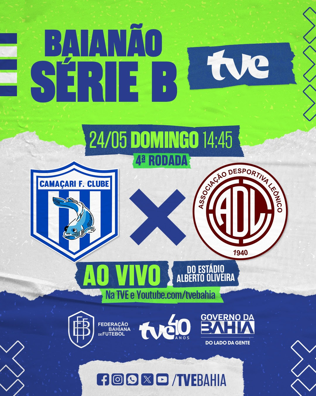 TVE transmite neste domingo Camaçari e Leônico pelo Baianão Série B