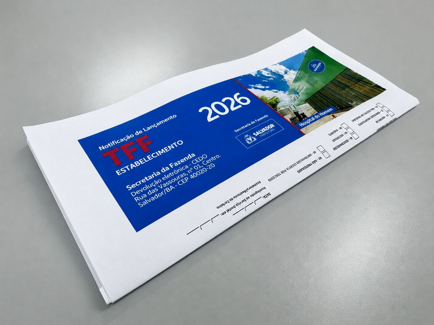 Boletos da TFF e do ISS Autônomo 2026 já estão disponíveis para emissão no site da Sefaz Salvador