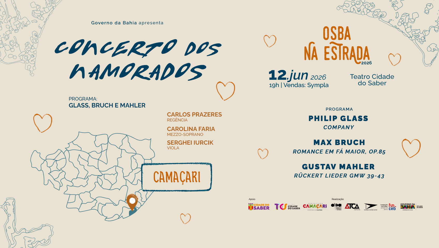 OSBA leva o “Concerto dos Namorados” para Camaçari dia 12 de junho, no Teatro Cidade do Saber